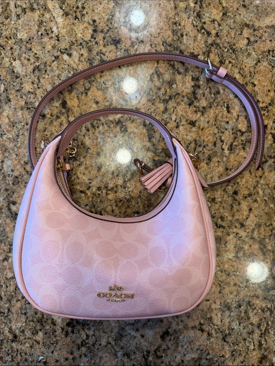 Coach Handbags - NWT Coach Mini Carmen Light Pink Signature Handbag in Powder Pink